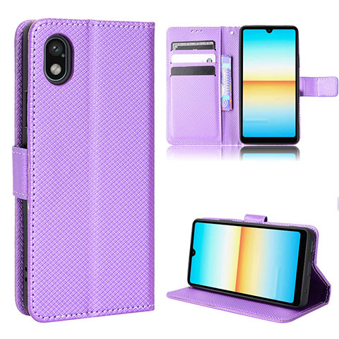 Funda de Cuero Cartera con Soporte Carcasa BY1 para Sony Xperia Ace III Morado