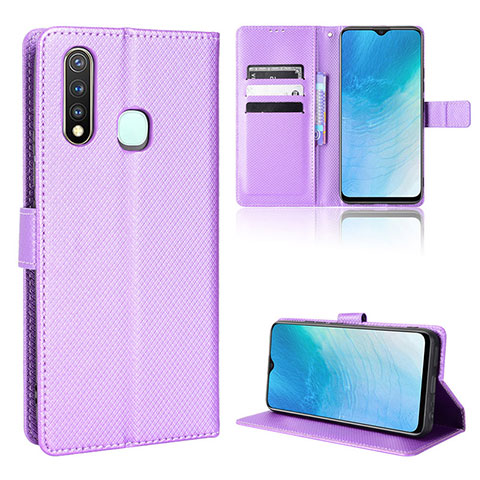 Funda de Cuero Cartera con Soporte Carcasa BY1 para Vivo iQOO U3 4G Morado