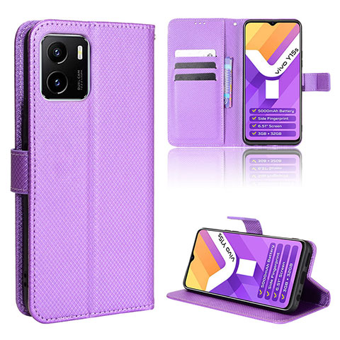 Funda de Cuero Cartera con Soporte Carcasa BY1 para Vivo iQOO U5x Morado