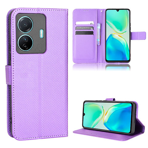 Funda de Cuero Cartera con Soporte Carcasa BY1 para Vivo iQOO Z6 Pro 5G Morado