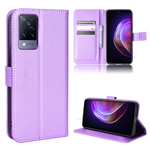 Funda de Cuero Cartera con Soporte Carcasa BY1 para Vivo V21s 5G Morado