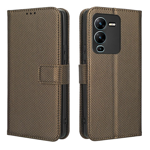 Funda de Cuero Cartera con Soporte Carcasa BY1 para Vivo V25 Pro 5G Marron