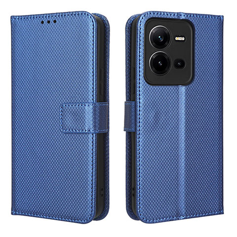 Funda de Cuero Cartera con Soporte Carcasa BY1 para Vivo V25e Azul