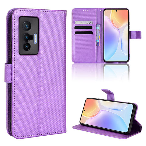 Funda de Cuero Cartera con Soporte Carcasa BY1 para Vivo X70 5G Morado