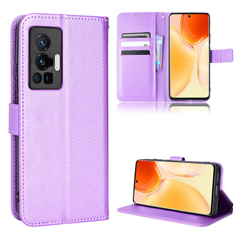 Funda de Cuero Cartera con Soporte Carcasa BY1 para Vivo X70 Pro 5G Morado