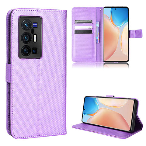 Funda de Cuero Cartera con Soporte Carcasa BY1 para Vivo X70 Pro+ Plus 5G Morado