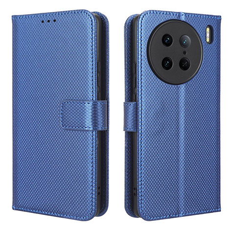 Funda de Cuero Cartera con Soporte Carcasa BY1 para Vivo X90 Pro 5G Azul