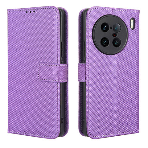 Funda de Cuero Cartera con Soporte Carcasa BY1 para Vivo X90 Pro+ Plus 5G Morado