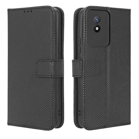 Funda de Cuero Cartera con Soporte Carcasa BY1 para Vivo Y02 Negro