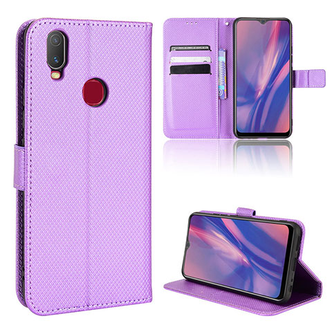 Funda de Cuero Cartera con Soporte Carcasa BY1 para Vivo Y11 Morado