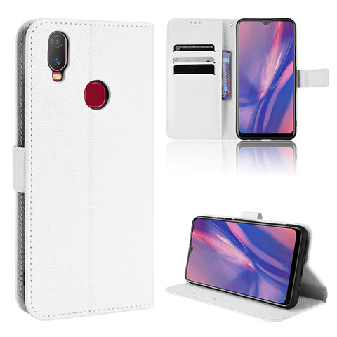 Funda de Cuero Cartera con Soporte Carcasa BY1 para Vivo Y12 Blanco