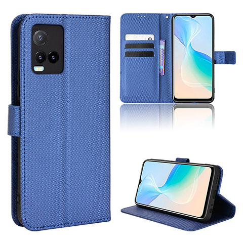 Funda de Cuero Cartera con Soporte Carcasa BY1 para Vivo Y21G Azul