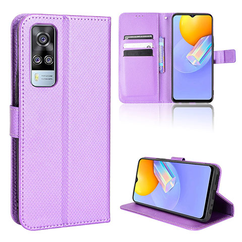 Funda de Cuero Cartera con Soporte Carcasa BY1 para Vivo Y31 (2021) Morado