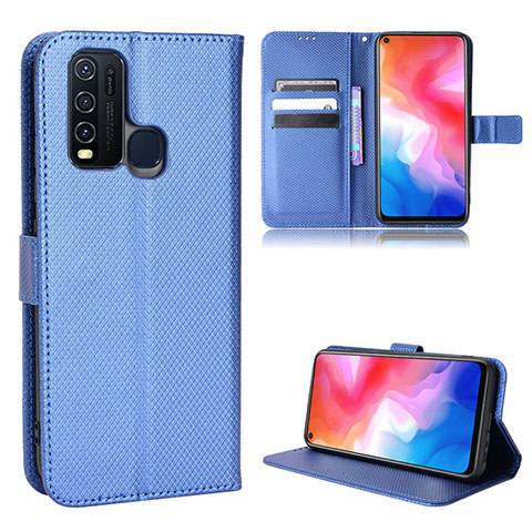 Funda de Cuero Cartera con Soporte Carcasa BY1 para Vivo Y50 Azul