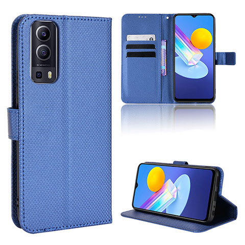 Funda de Cuero Cartera con Soporte Carcasa BY1 para Vivo Y52 5G Azul