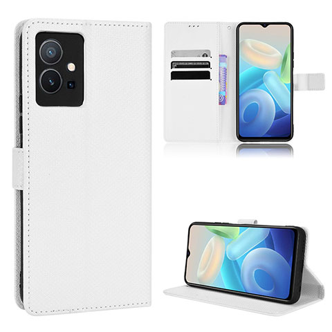 Funda de Cuero Cartera con Soporte Carcasa BY1 para Vivo Y52t 5G Blanco