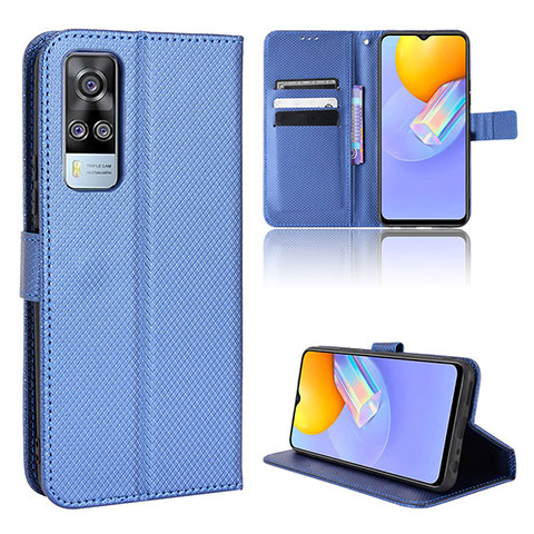 Funda de Cuero Cartera con Soporte Carcasa BY1 para Vivo Y53s 4G Azul