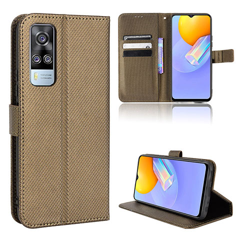 Funda de Cuero Cartera con Soporte Carcasa BY1 para Vivo Y53s 4G Marron