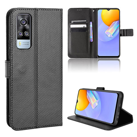 Funda de Cuero Cartera con Soporte Carcasa BY1 para Vivo Y53s NFC Negro