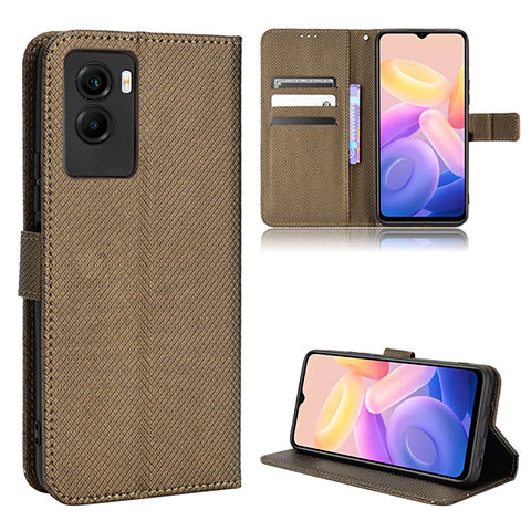 Funda de Cuero Cartera con Soporte Carcasa BY1 para Vivo Y55s (2021) Marron