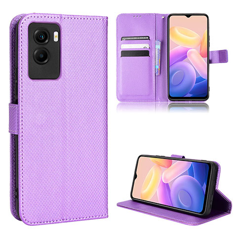 Funda de Cuero Cartera con Soporte Carcasa BY1 para Vivo Y55s (2021) Morado