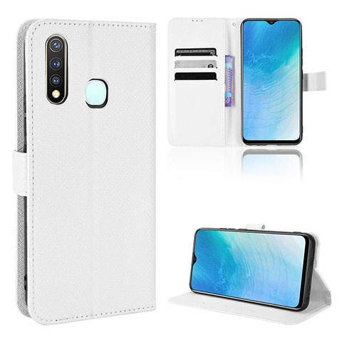 Funda de Cuero Cartera con Soporte Carcasa BY1 para Vivo Y5s Blanco