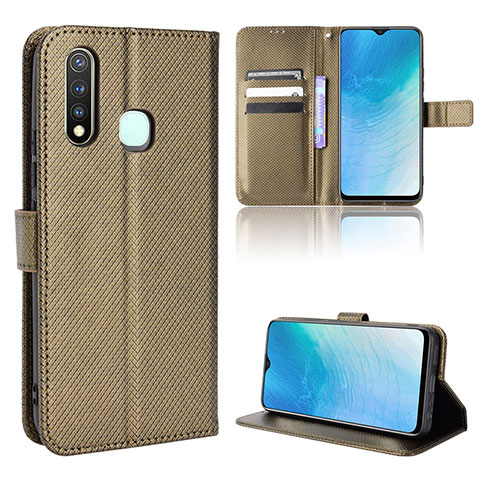 Funda de Cuero Cartera con Soporte Carcasa BY1 para Vivo Y5s Marron