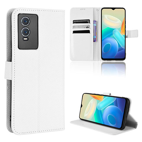 Funda de Cuero Cartera con Soporte Carcasa BY1 para Vivo Y76s 5G Blanco