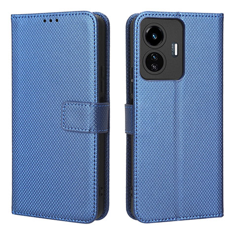 Funda de Cuero Cartera con Soporte Carcasa BY1 para Vivo Y77 5G Azul