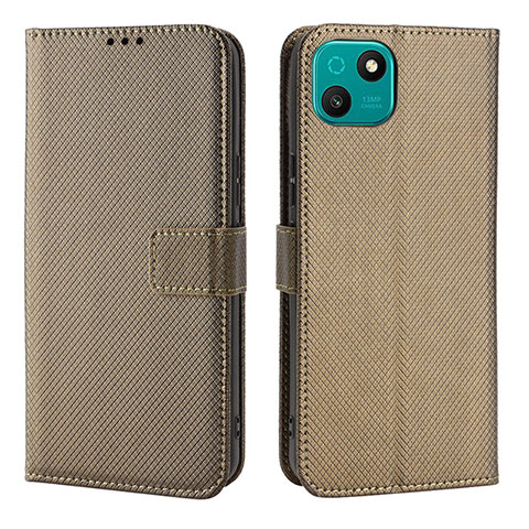 Funda de Cuero Cartera con Soporte Carcasa BY1 para Wiko T10 Marron