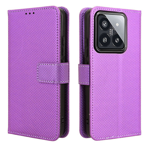 Funda de Cuero Cartera con Soporte Carcasa BY1 para Xiaomi Mi 14 Pro 5G Morado