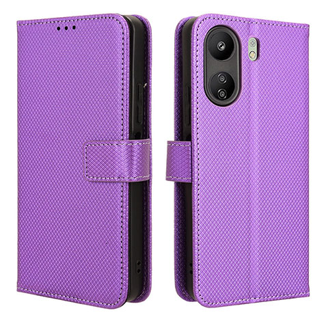 Funda de Cuero Cartera con Soporte Carcasa BY1 para Xiaomi Poco C65 Morado