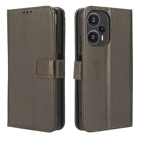 Funda de Cuero Cartera con Soporte Carcasa BY1 para Xiaomi Poco F5 5G Marron