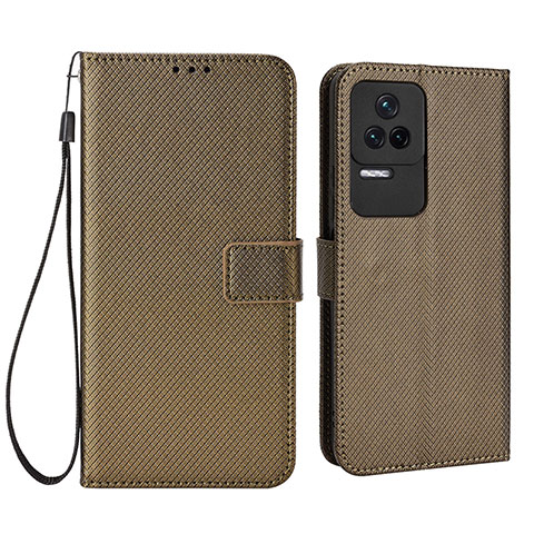 Funda de Cuero Cartera con Soporte Carcasa BY1 para Xiaomi Redmi K40S 5G Marron