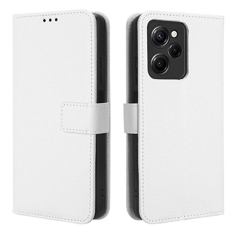 Funda de Cuero Cartera con Soporte Carcasa BY1 para Xiaomi Redmi Note 12 Pro Speed 5G Blanco