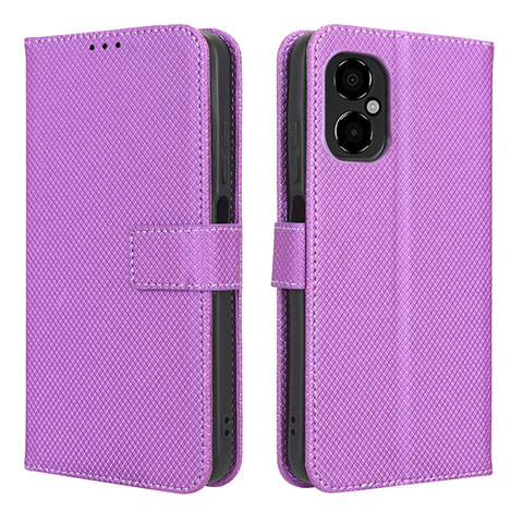 Funda de Cuero Cartera con Soporte Carcasa BY1 para Xiaomi Redmi Note 12R Pro 5G Morado