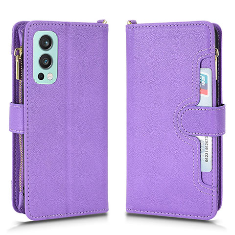 Funda de Cuero Cartera con Soporte Carcasa BY2 para OnePlus Nord 2 5G Morado