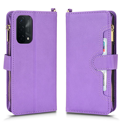 Funda de Cuero Cartera con Soporte Carcasa BY2 para Oppo A54 5G Morado