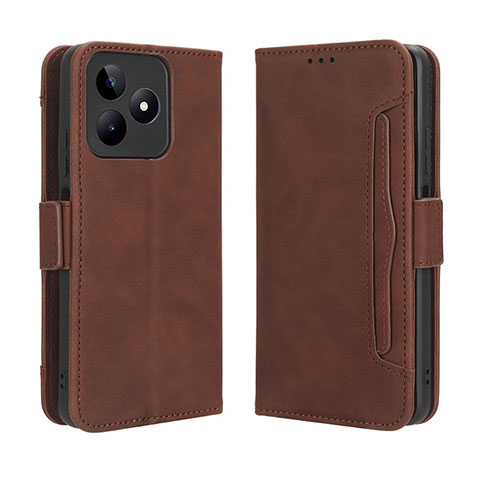 Funda de Cuero Cartera con Soporte Carcasa BY2 para Realme C53 India Marron