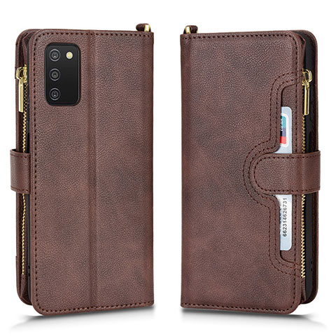 Funda de Cuero Cartera con Soporte Carcasa BY2 para Samsung Galaxy F02S SM-E025F Marron