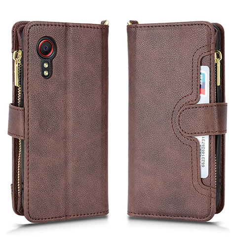 Funda de Cuero Cartera con Soporte Carcasa BY2 para Samsung Galaxy XCover 5 SM-G525F Marron