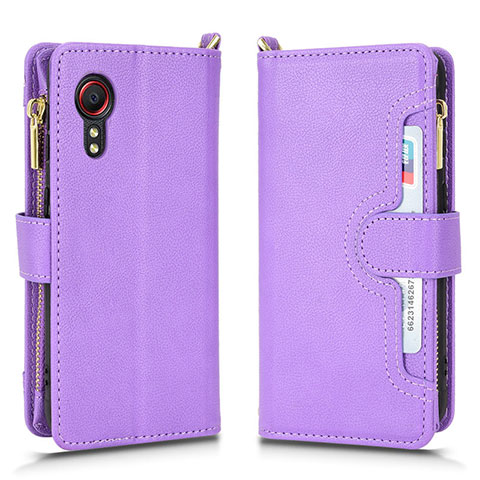 Funda de Cuero Cartera con Soporte Carcasa BY2 para Samsung Galaxy XCover 5 SM-G525F Morado