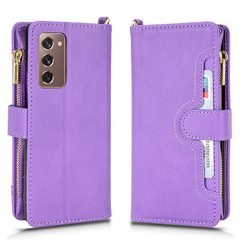 Funda de Cuero Cartera con Soporte Carcasa BY2 para Samsung Galaxy Z Fold2 5G Morado