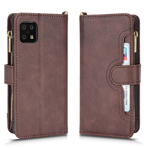 Funda de Cuero Cartera con Soporte Carcasa BY2 para Sharp Aquos Sense6s Marron