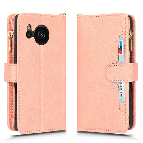 Funda de Cuero Cartera con Soporte Carcasa BY2 para Sharp Aquos Sense7 Oro Rosa