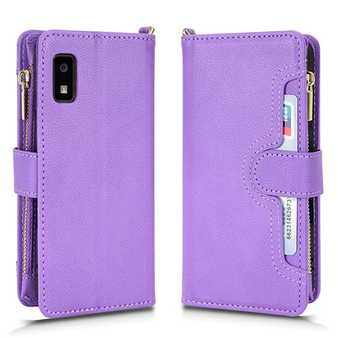 Funda de Cuero Cartera con Soporte Carcasa BY2 para Sharp Aquos wish Morado