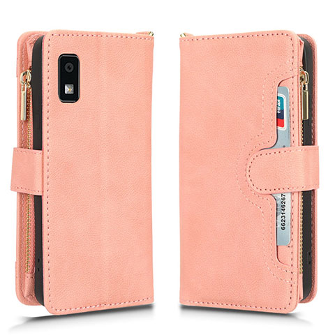 Funda de Cuero Cartera con Soporte Carcasa BY2 para Sharp Aquos wish3 Oro Rosa