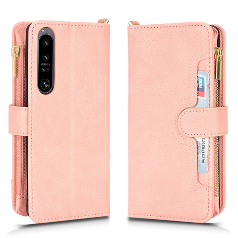 Funda de Cuero Cartera con Soporte Carcasa BY2 para Sony Xperia 1 IV SO-51C Oro Rosa