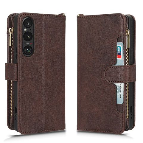 Funda de Cuero Cartera con Soporte Carcasa BY2 para Sony Xperia 1 V Marron