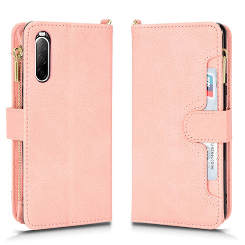 Funda de Cuero Cartera con Soporte Carcasa BY2 para Sony Xperia 10 II Oro Rosa